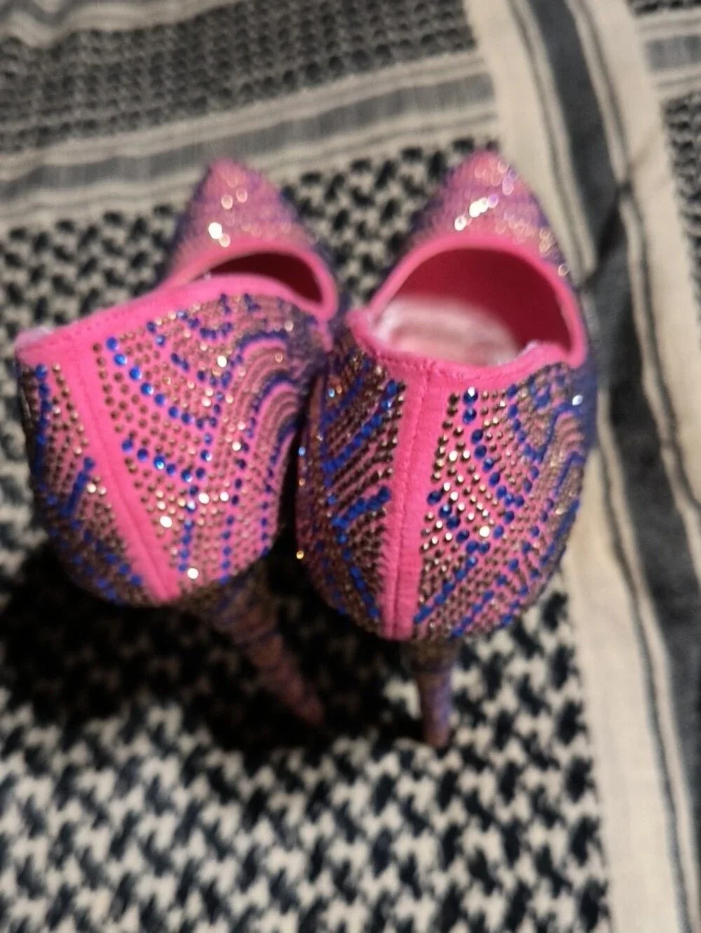 Alba Hot Pink Crystal-Embellished Pointed Heel Pumps